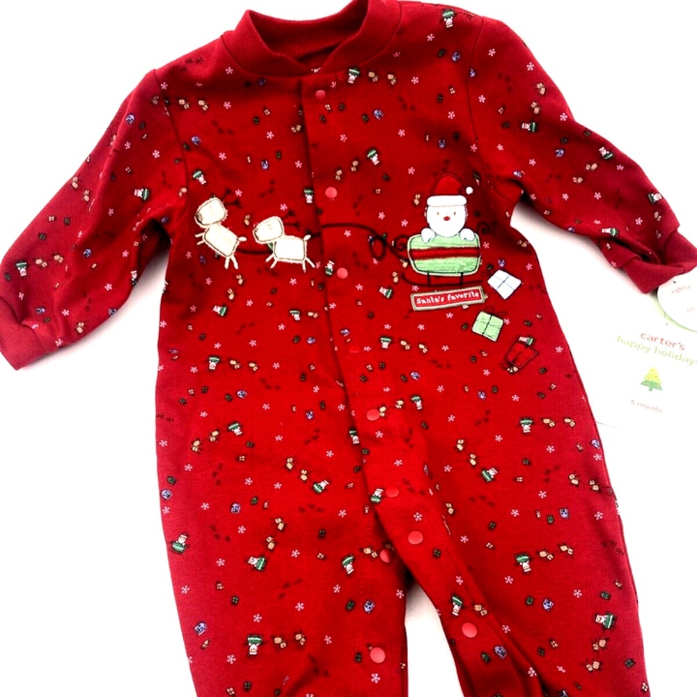 Baby One Piece Size 6m Carter's Christmas Santas Favorite Footed Feet Snap